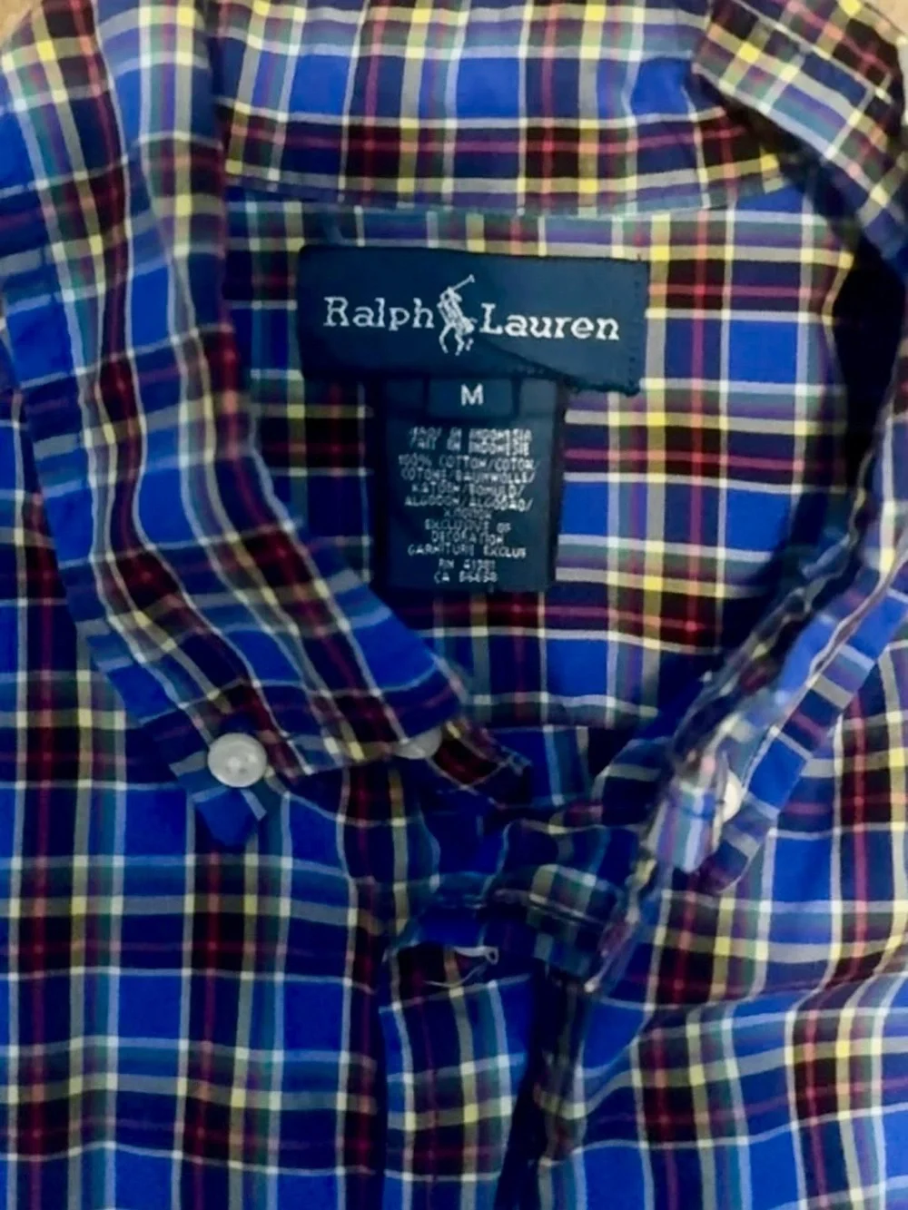 Ralph Lauren Burgundy Blue Navy Plaid Button-Down Shirt